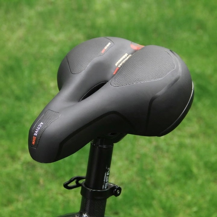 Selle de vélo ergonomique avec rembourrage et bandes réfléchissantes