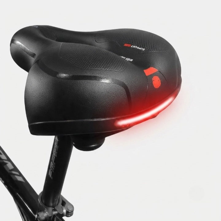 Selle de vélo ergonomique avec rembourrage et bandes réfléchissantes