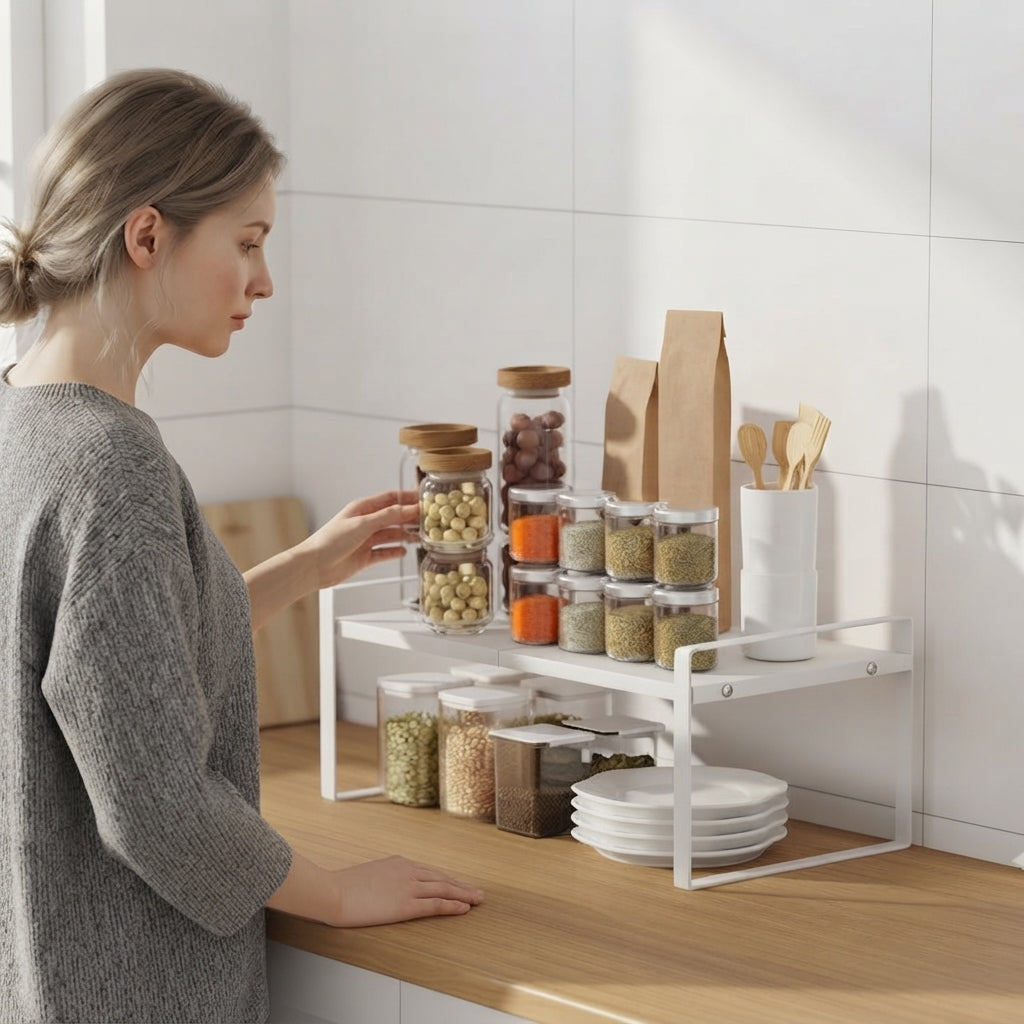 Organiseur de cuisine en métal – Étagère pour épices et bocaux