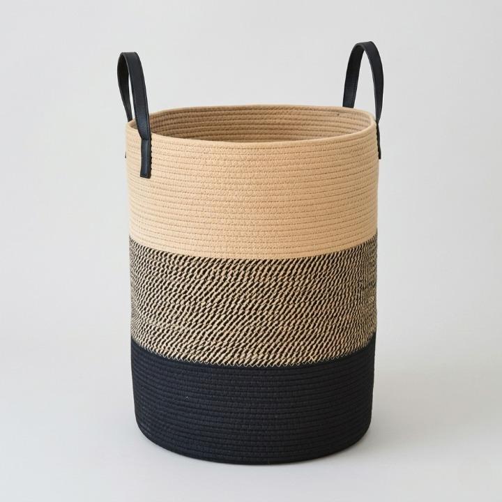 Panier à linge tressé en coton 58 litres – pliable et gain de place