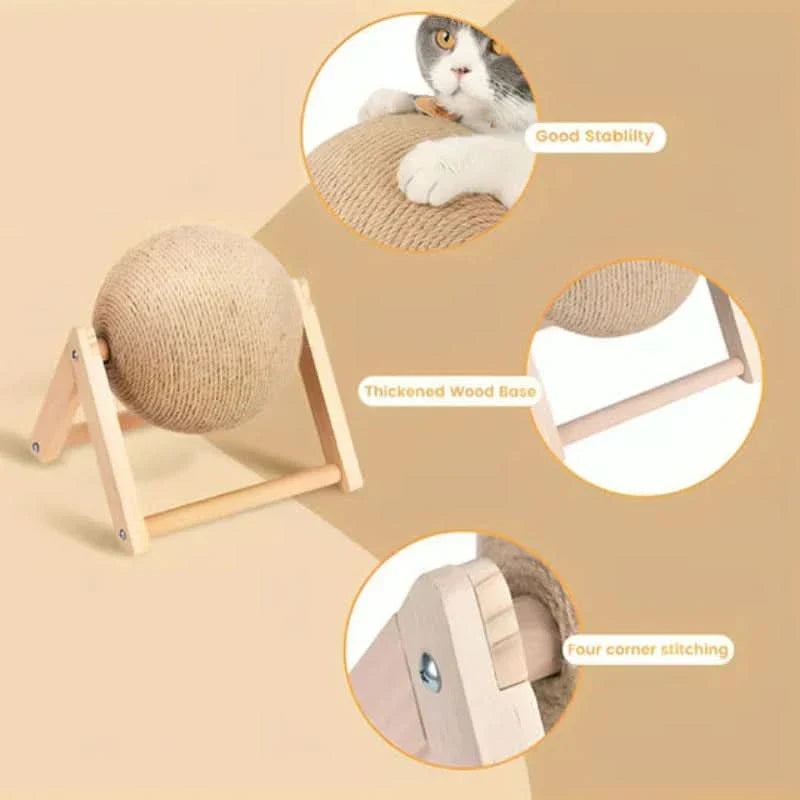 Jouet Griffoir Balle pour Chat 2-en-1 avec Surface de Griffage Intégrée