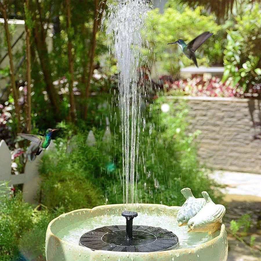 Fontaine Solaire de Jardin avec Pompe Intégrée et Multiples Embouts