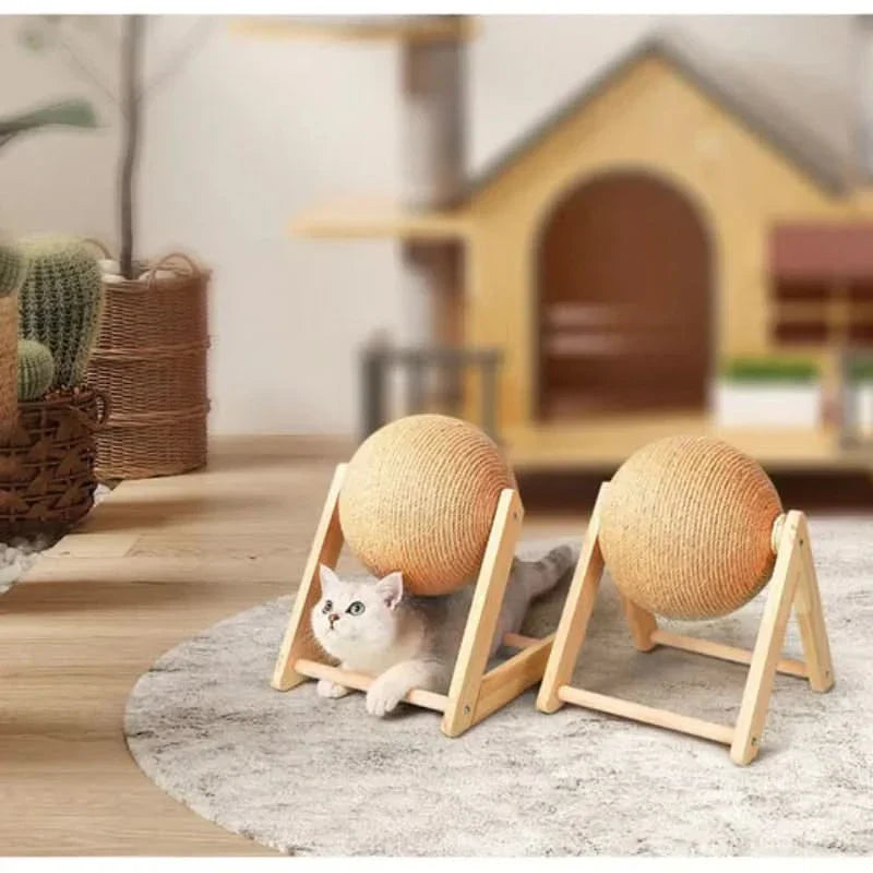 Jouet Griffoir Balle pour Chat 2-en-1 avec Surface de Griffage Intégrée