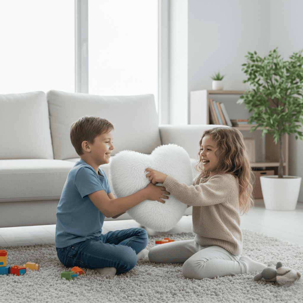 Coussin décoratif cœur à structure en peluche – coussin ornemental doux