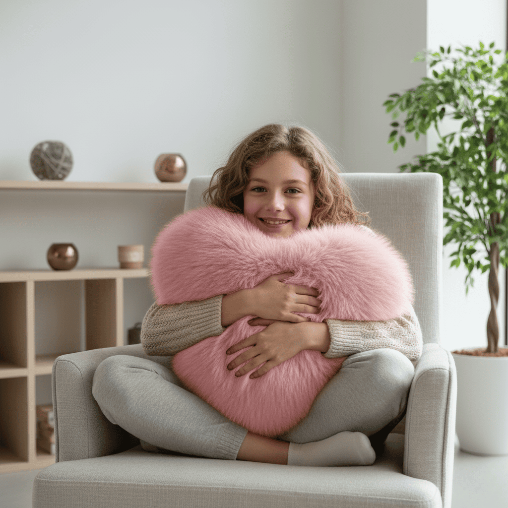Coussin décoratif cœur à structure en peluche – coussin ornemental doux