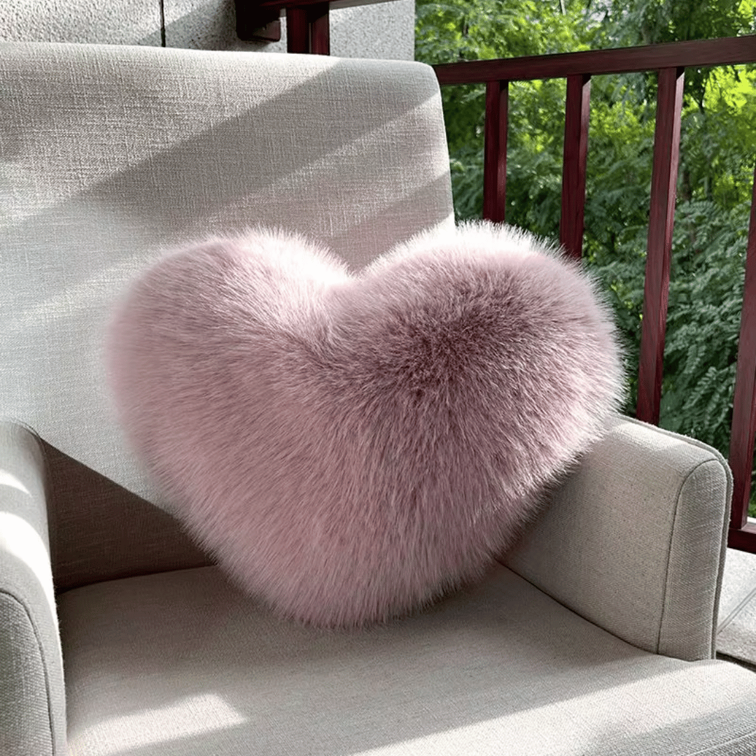 Coussin décoratif cœur à structure en peluche – coussin ornemental doux