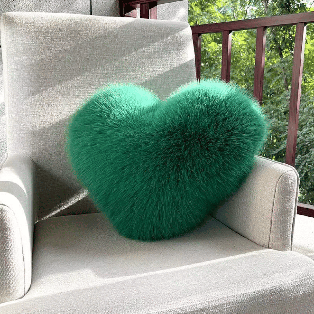 Coussin décoratif cœur à structure en peluche – coussin ornemental doux