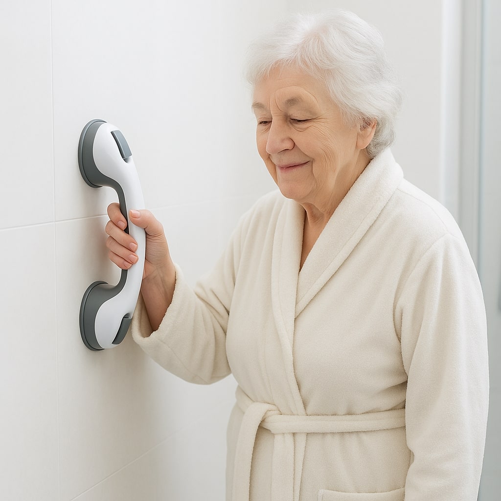 Poignée de sécurité salle de bain sans perçage – maintien sûr avec ventouse