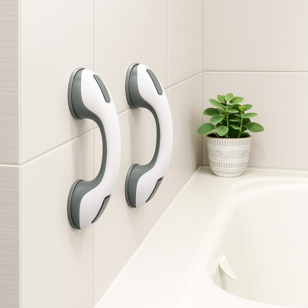 Poignée de sécurité salle de bain sans perçage – maintien sûr avec ventouse