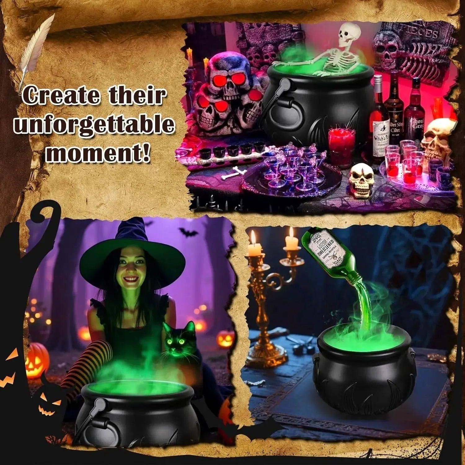 HexenKessel™ – Avec bouteille magique flottante et effet de brouillard mystérieux [50 % de réduction]