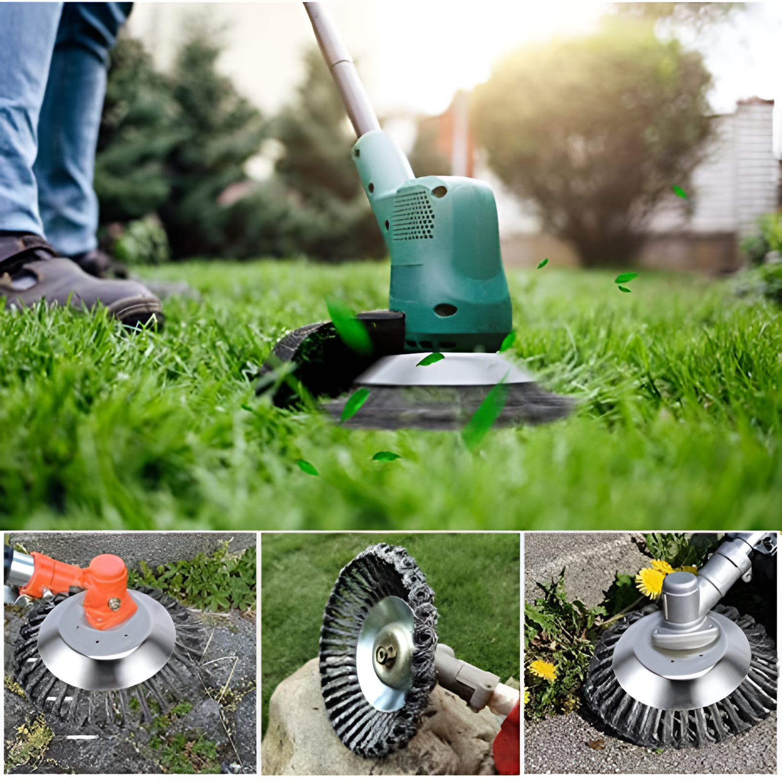 Accessoire Coupe-Bordures à Têtes Métalliques pour Éliminer les Mauvaises Herbes