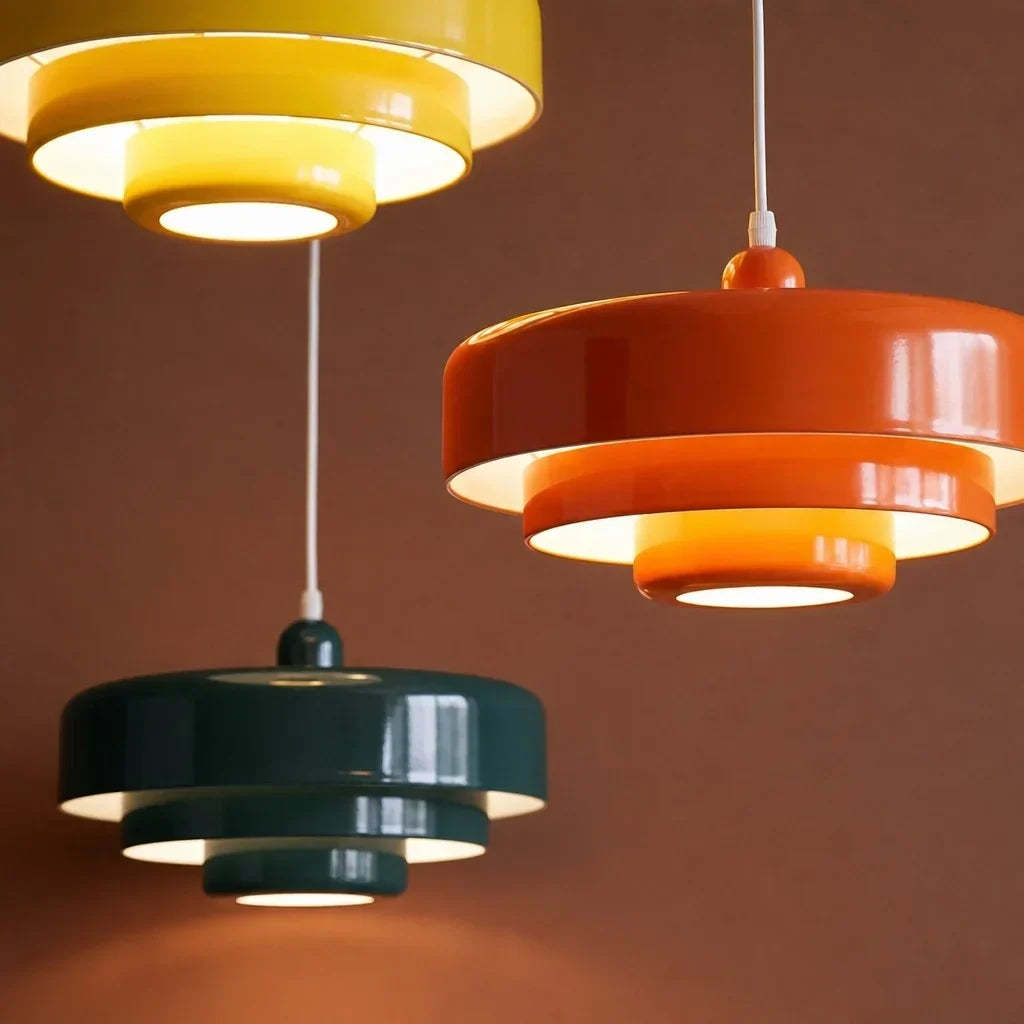 Suspension en disques superposés design Macaron à trois niveaux
