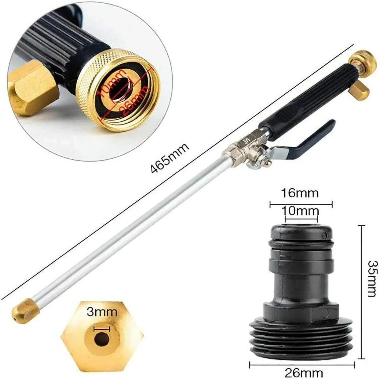 Buse Haute Pression Réglable pour Tuyau d'Arrosage – Nettoyage Extérieur