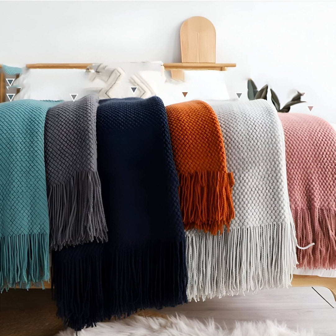 Plaid en tricot avec doublure polaire – doux et décoratif