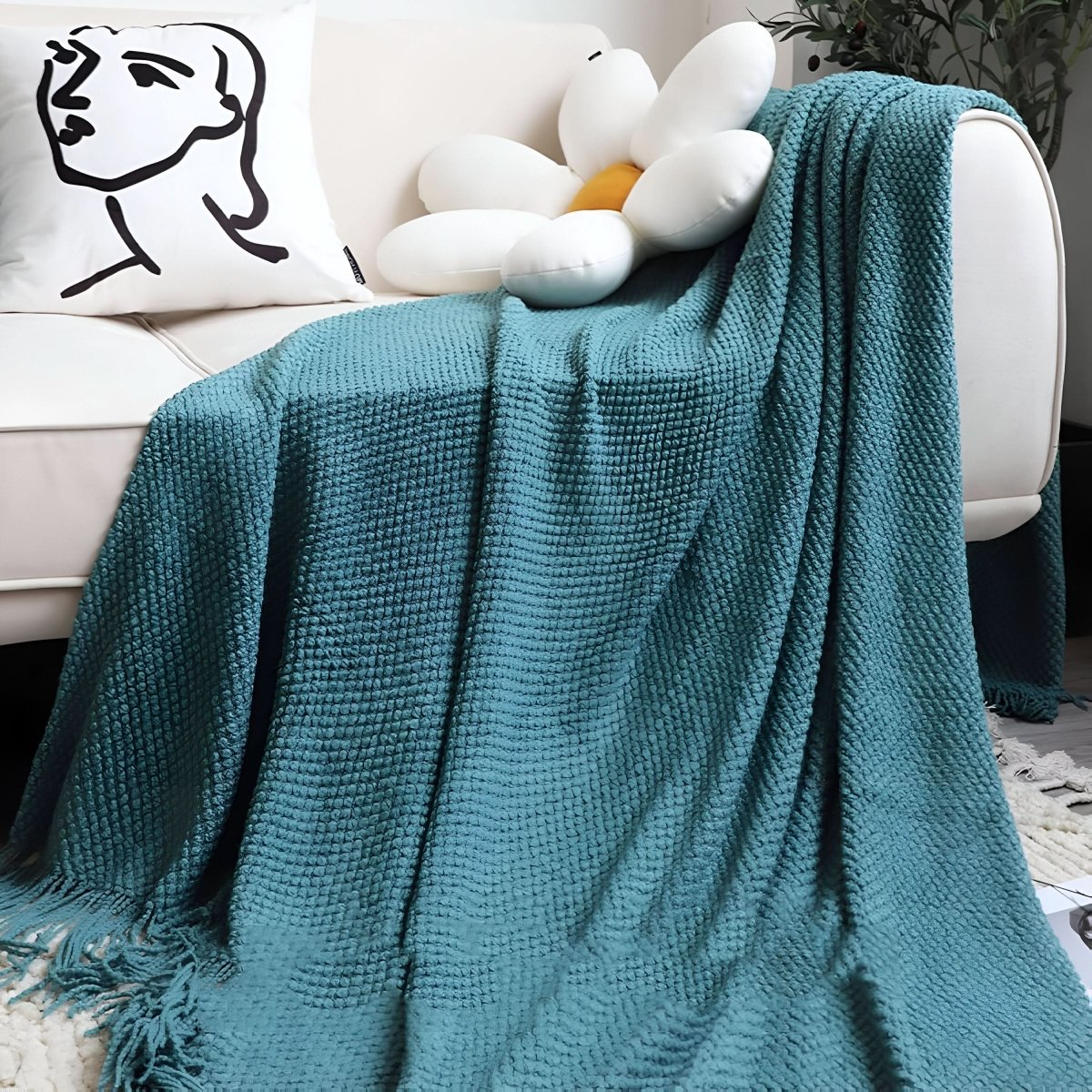 Plaid en tricot avec doublure polaire – doux et décoratif