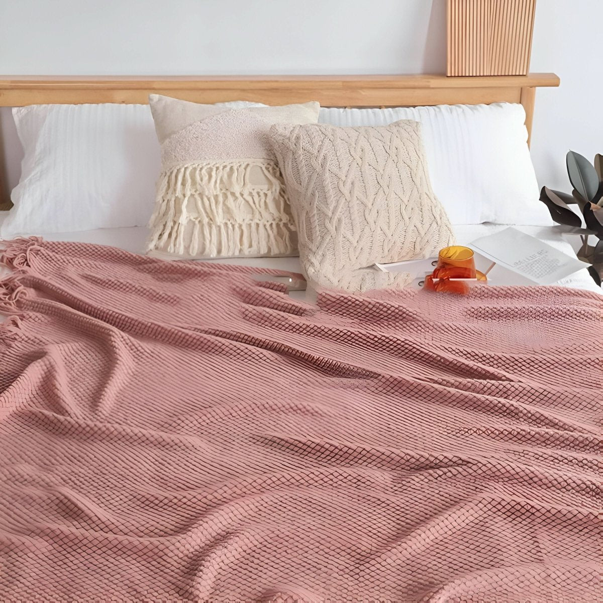 Plaid en tricot avec doublure polaire – doux et décoratif