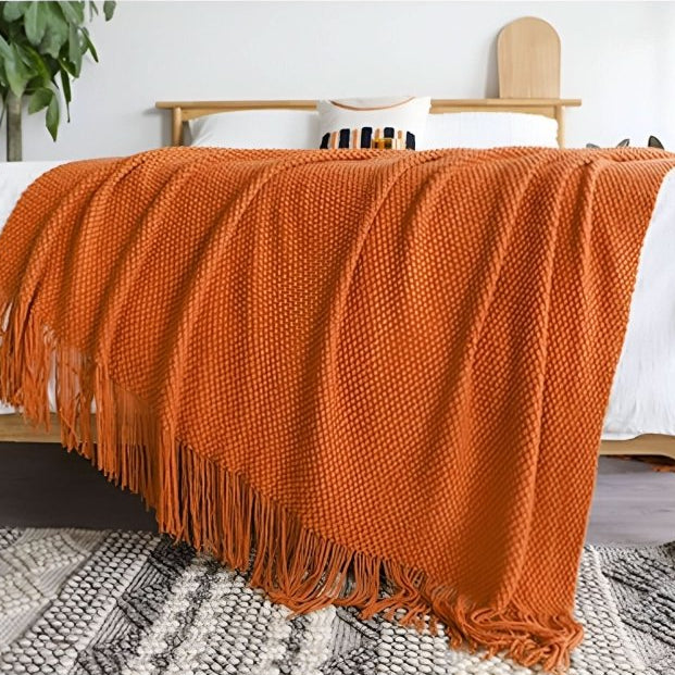 Plaid en tricot avec doublure polaire – doux et décoratif