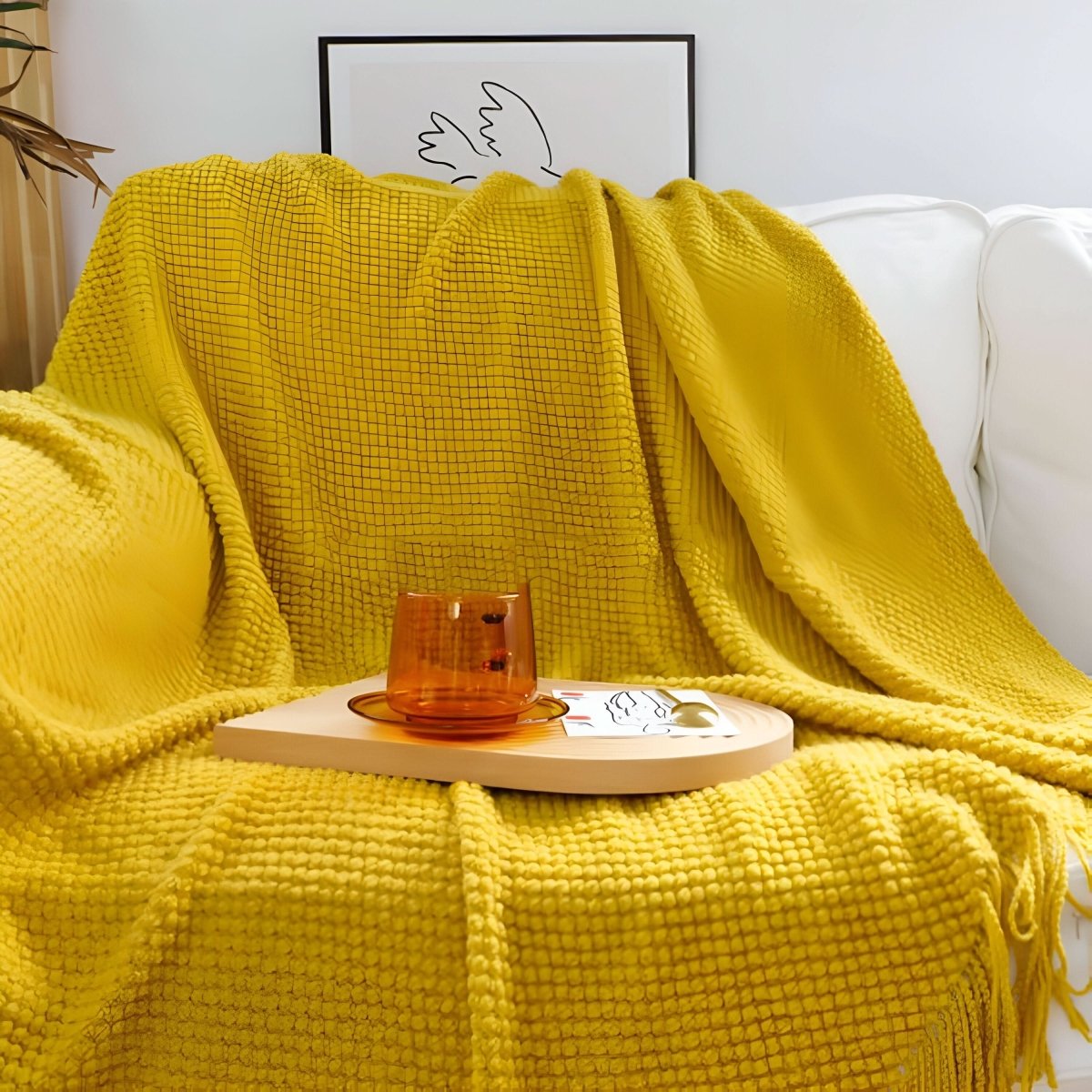 Plaid en tricot avec doublure polaire – doux et décoratif
