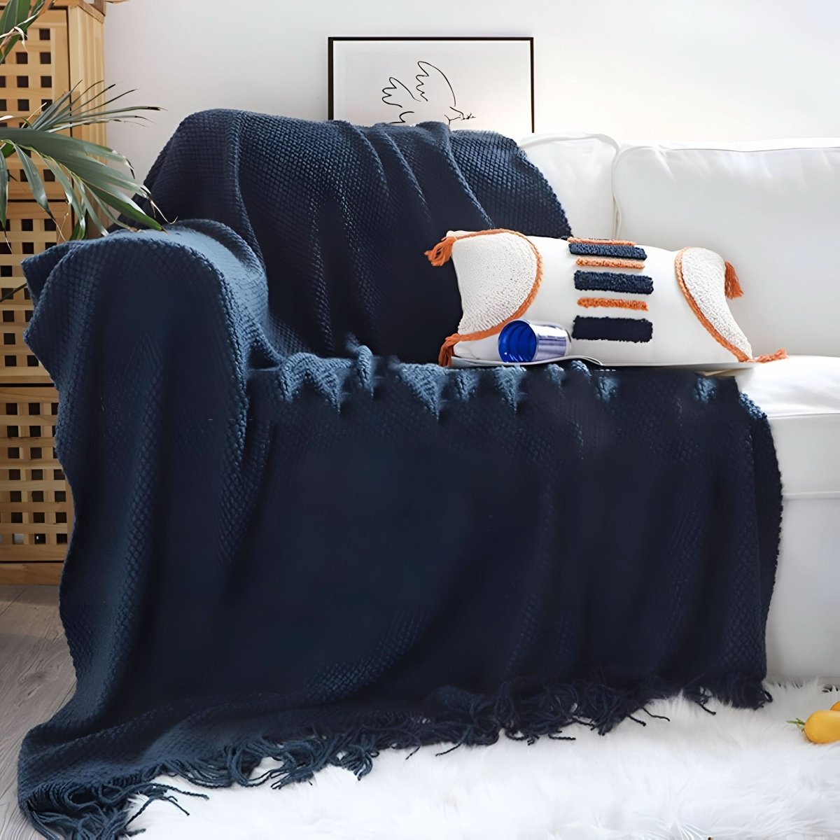 Plaid en tricot avec doublure polaire – doux et décoratif