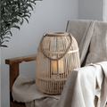 Lanterne en rotin avec bougie LED – Tressée à la main pour intérieur et extérieur