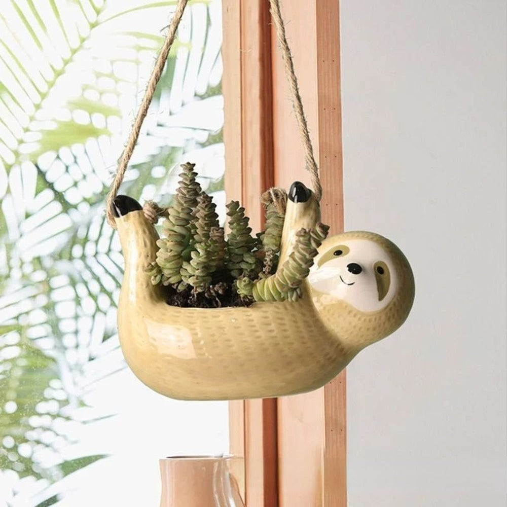 Pot de fleurs en céramique design paresseux – Artisanal pour succulentes