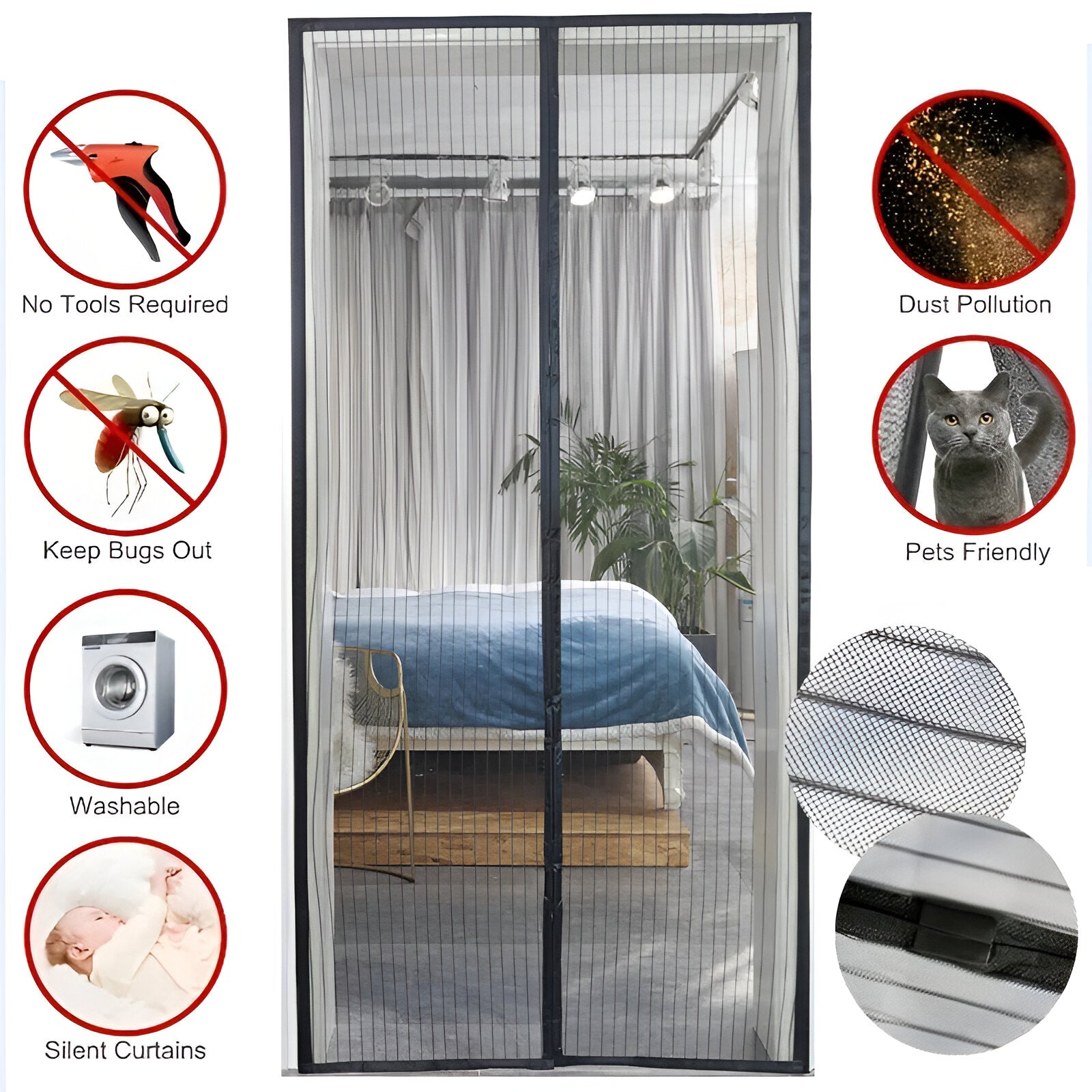 Moustiquaire Magnétique pour Porte – Fermeture Automatique Anti-Insectes
