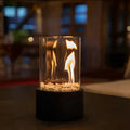 Cheminée de table avec cylindre en verre – Feu de table bioéthanol pour intérieur et extérieur