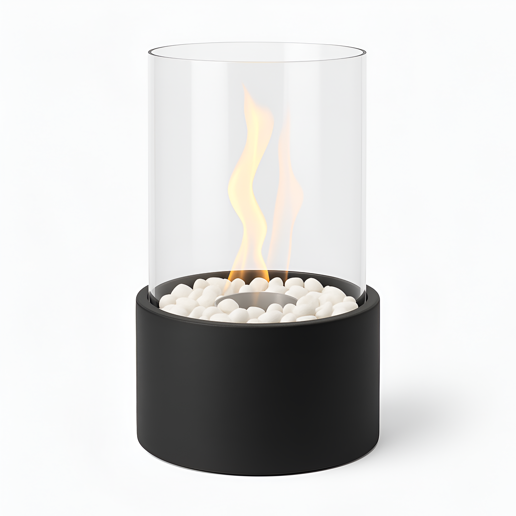 Cheminée de table avec cylindre en verre – Feu de table bioéthanol pour intérieur et extérieur