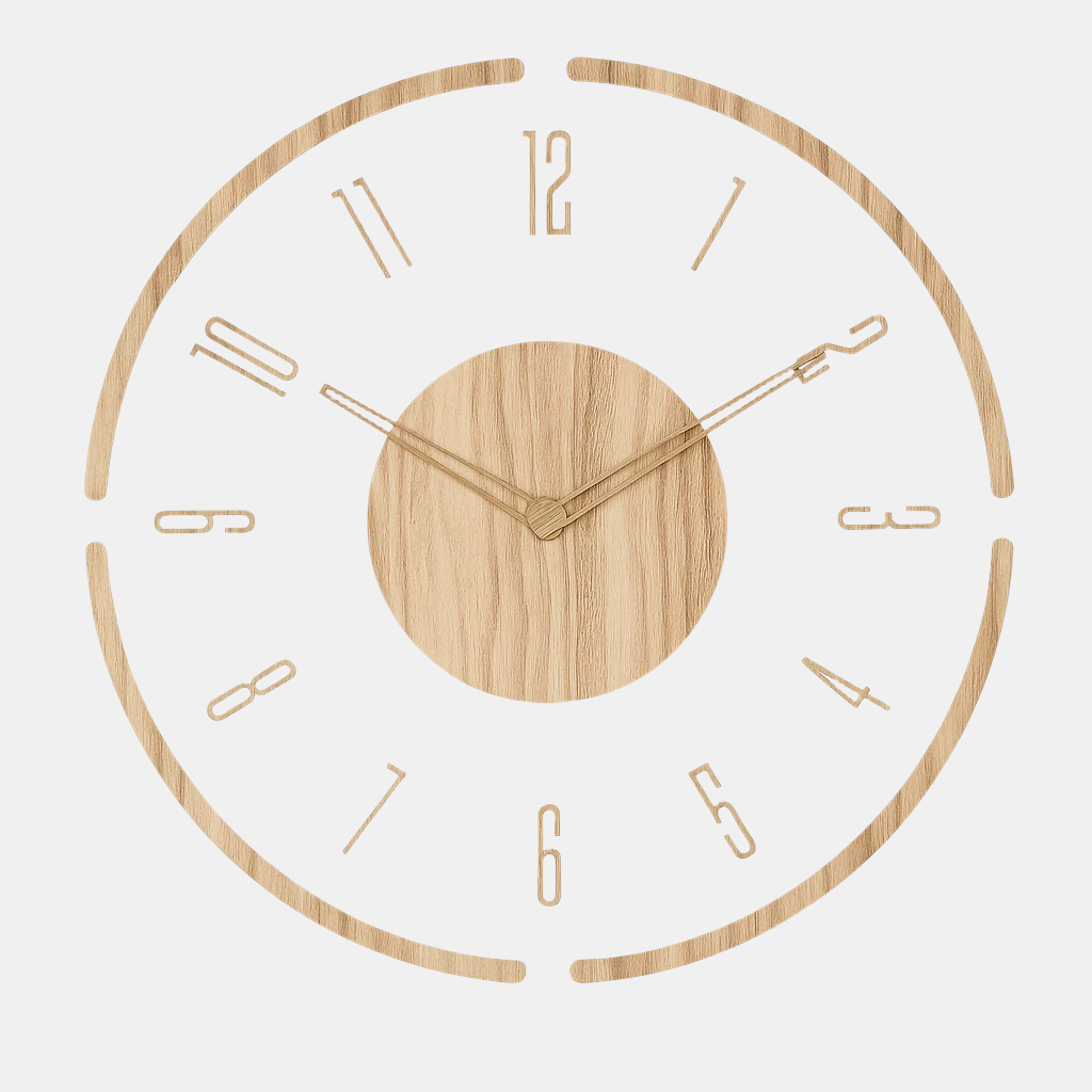 Horloge murale silencieuse en bois et acrylique – cadran rond moderne 35 cm
