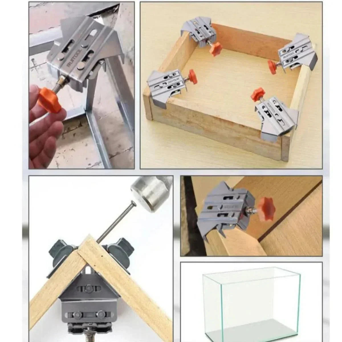 Serre-joint d'angle 90° en acier pour assemblage bois et menuiserie