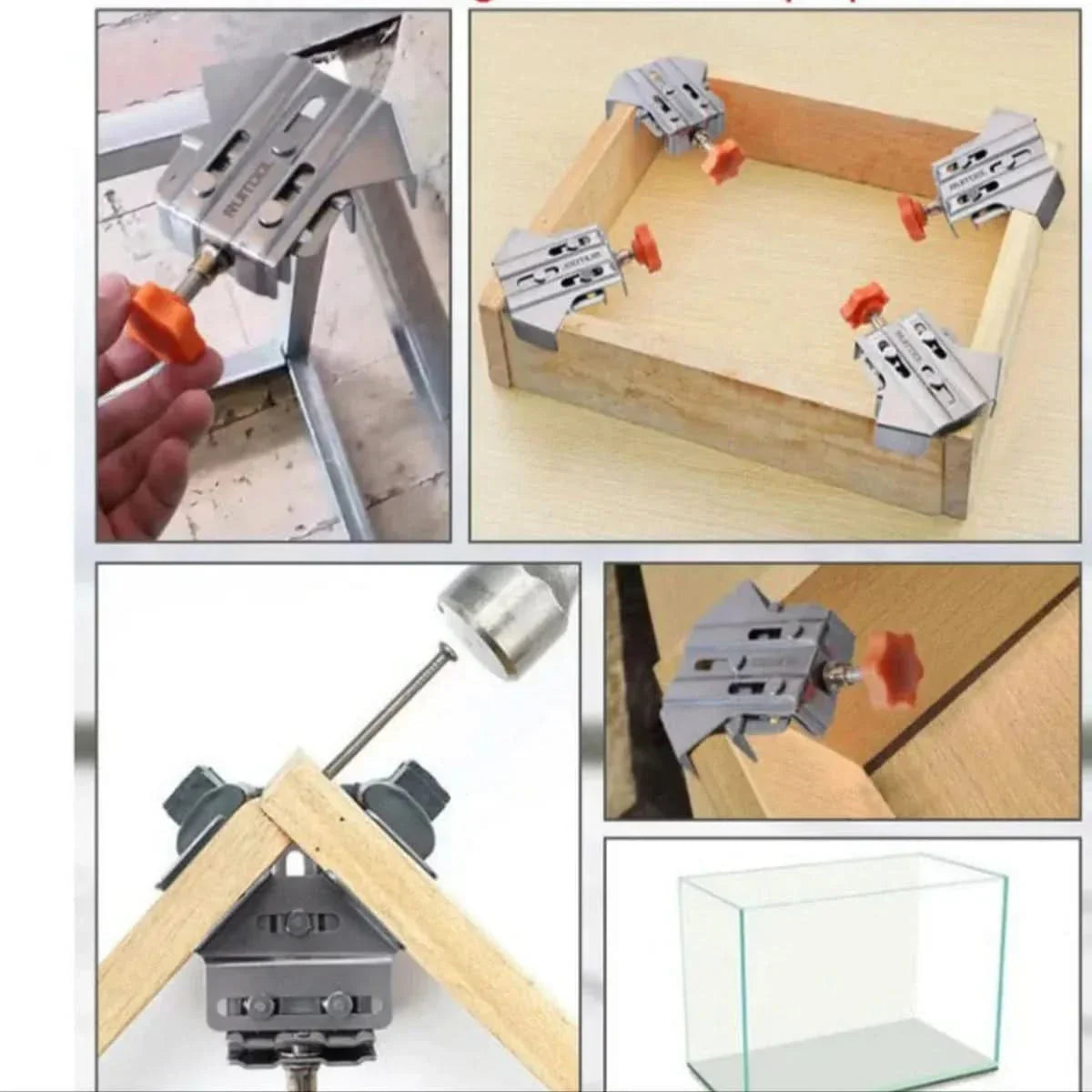 Serre-joint d'angle 90° en acier pour assemblage bois et menuiserie