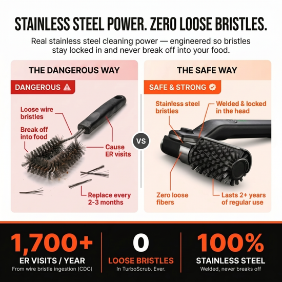 Brosse de nettoyage motorisée pour grille de barbecue sans poils métalliques