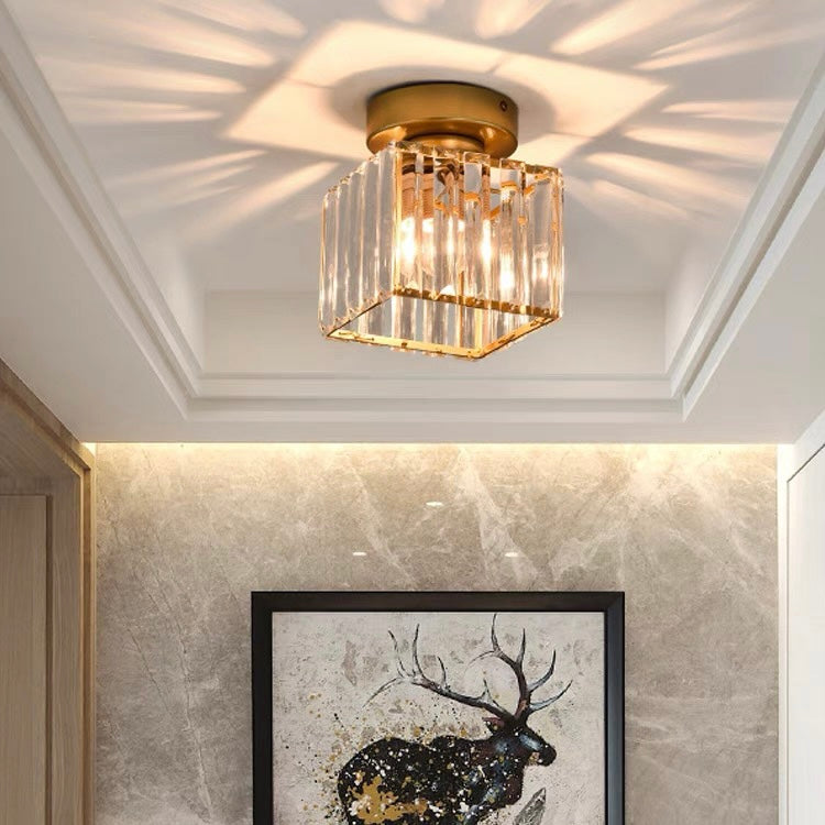 Plafonnier carré en laiton avec verre cristal – élégant
