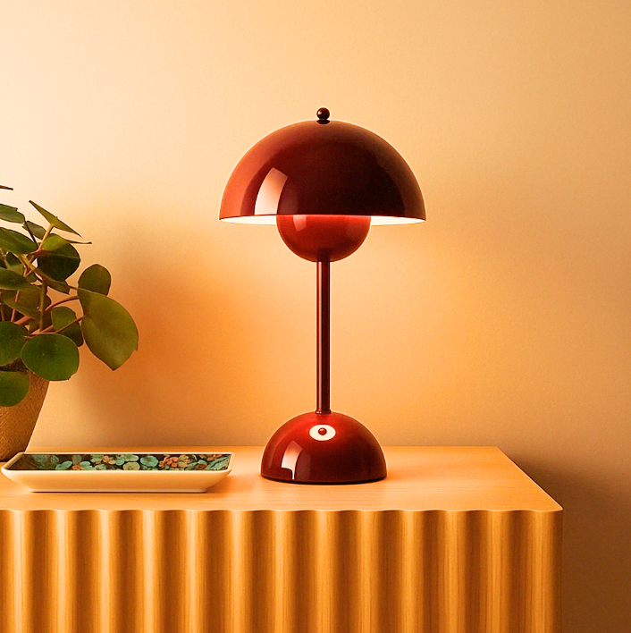 Lampe de table LED sans fil design rétro champignon dimmable par touch