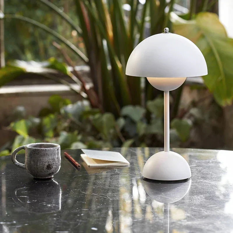 Lampe de table LED sans fil design rétro champignon dimmable par touch