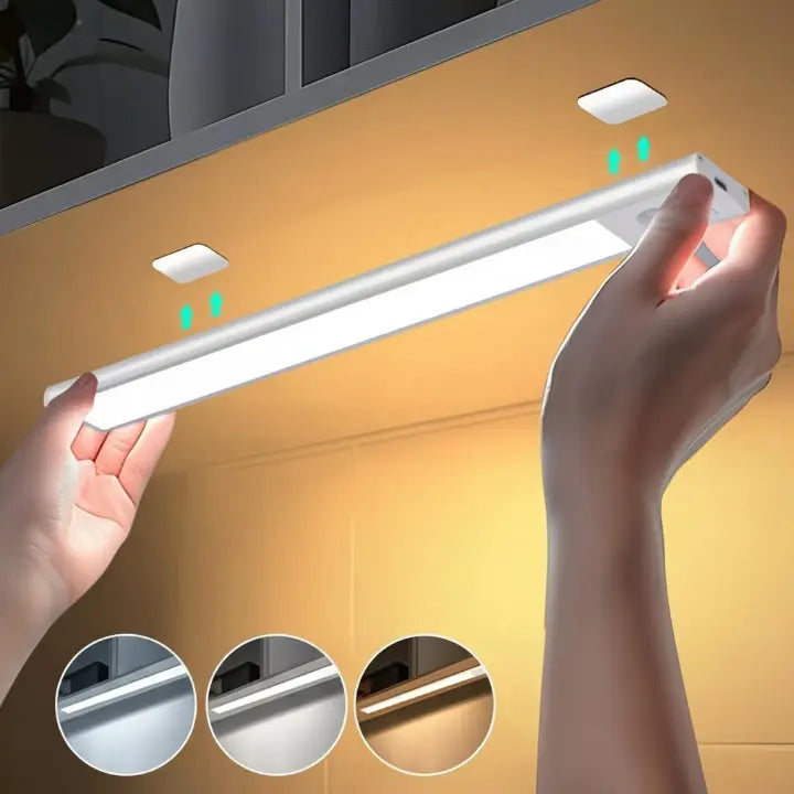 Lampe LED sans fil à encastrer sous meuble avec détecteur de mouvement et 3 couleurs de lumière