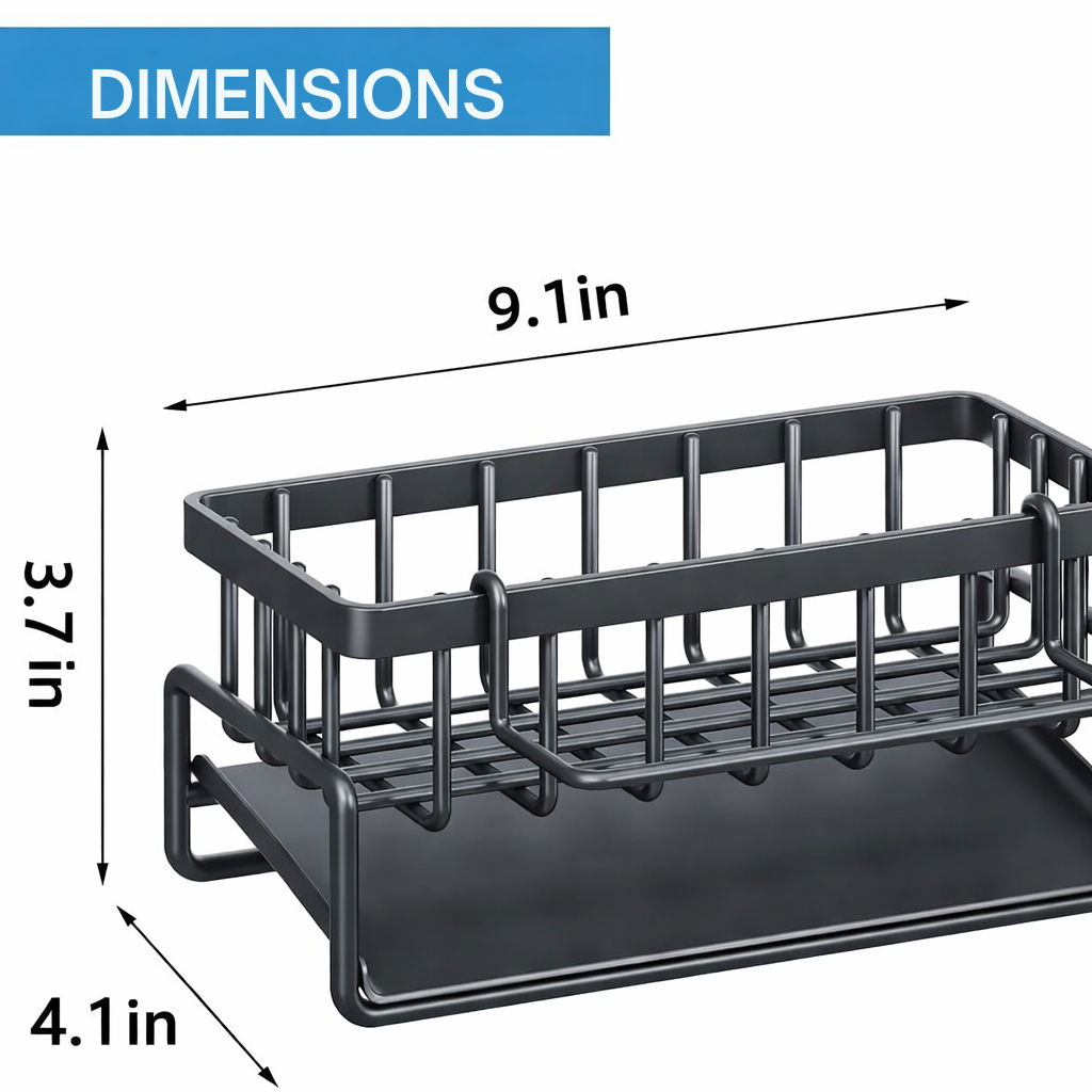Égouttoir d'évier en inox avec porte-serviette et bac récupérateur