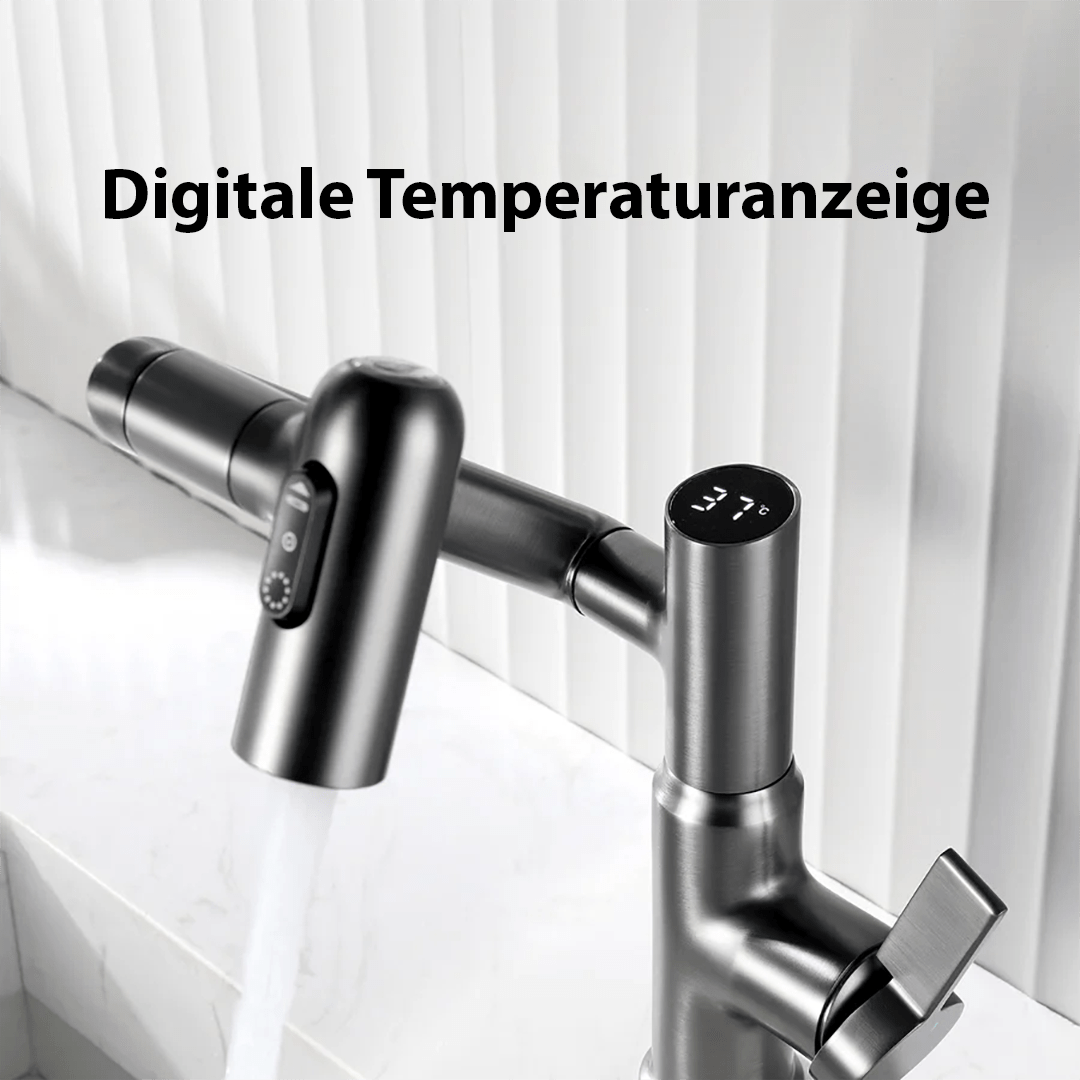 Robinet de cuisine pivotant à 360° avec affichage de température et hauteur réglable