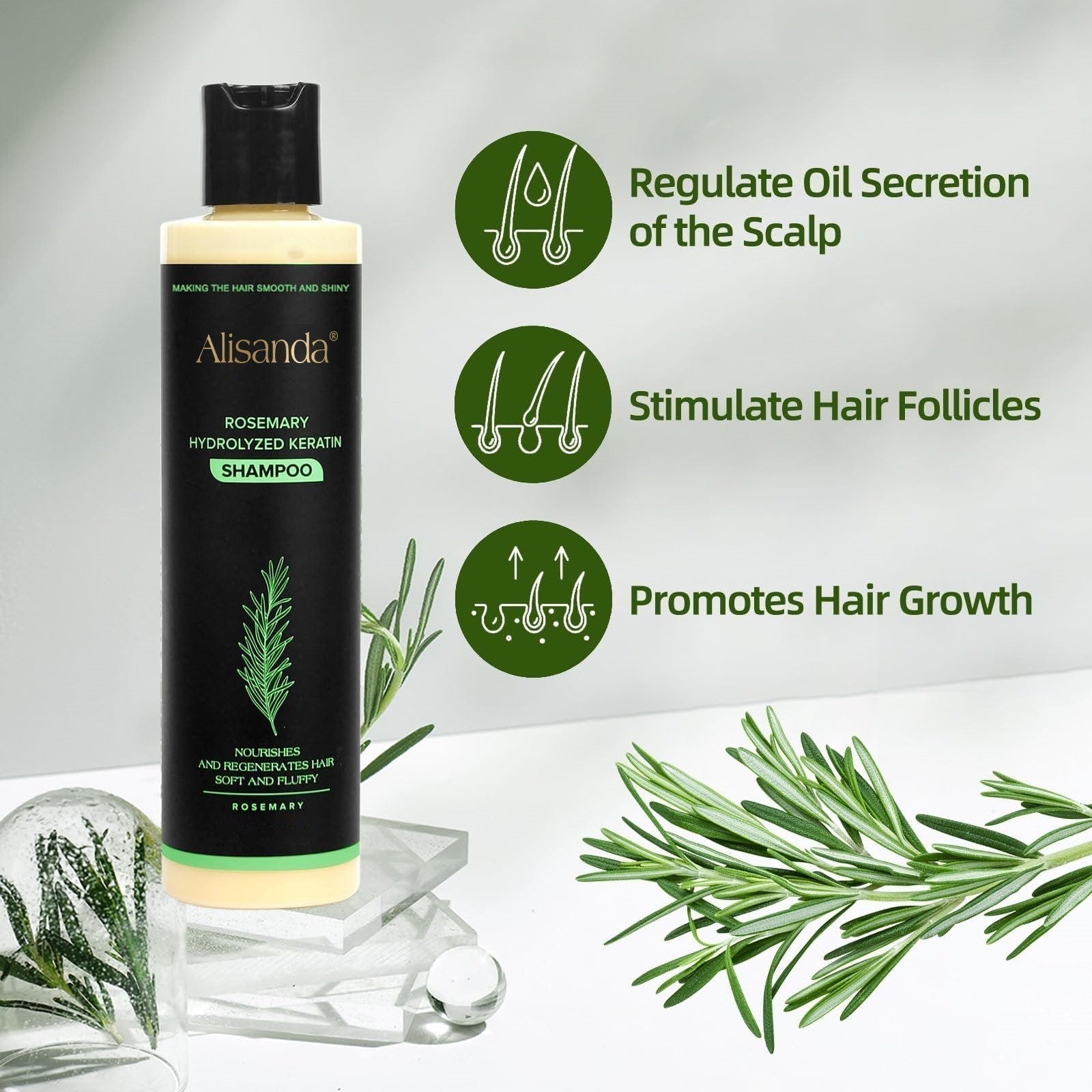 Shampooing au Romarin et Kératine pour Croissance Capillaire et Volume