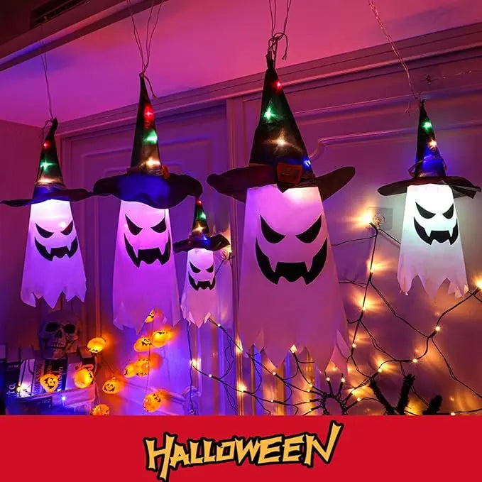 GhostLantern™ – Guirlande lumineuse avec chapeaux de fantômes, set de 5 pièces pour une ambiance effrayante [50 % de réduction]