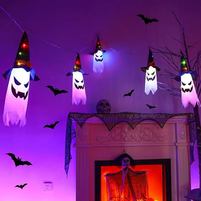 GhostLantern™ – Guirlande lumineuse avec chapeaux de fantômes, set de 5 pièces pour une ambiance effrayante [50 % de réduction]
