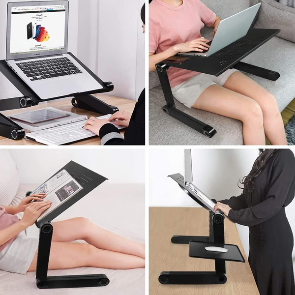 Support pour ordinateur portable en aluminium réglable avec plateau ventilé