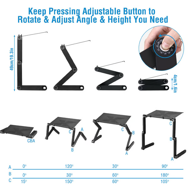 Support pour ordinateur portable en aluminium réglable avec plateau ventilé