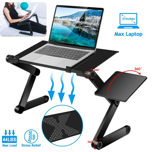 Support pour ordinateur portable en aluminium réglable avec plateau ventilé