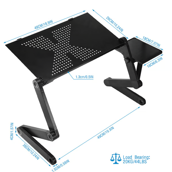 Support pour ordinateur portable en aluminium réglable avec plateau ventilé