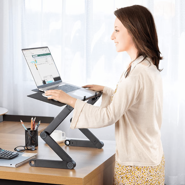 Support pour ordinateur portable en aluminium réglable avec plateau ventilé