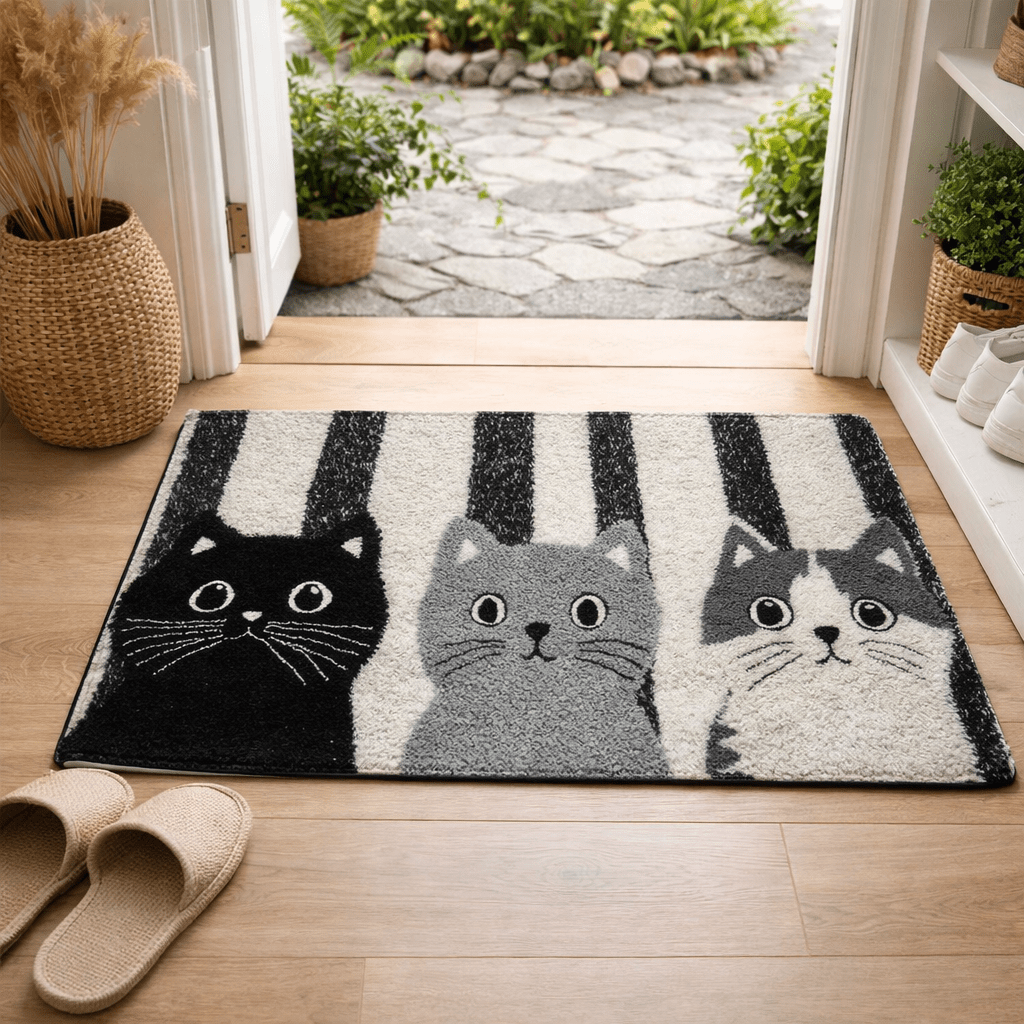 Tapis de sol motif chat – doux, imperméable, pour intérieur et extérieur