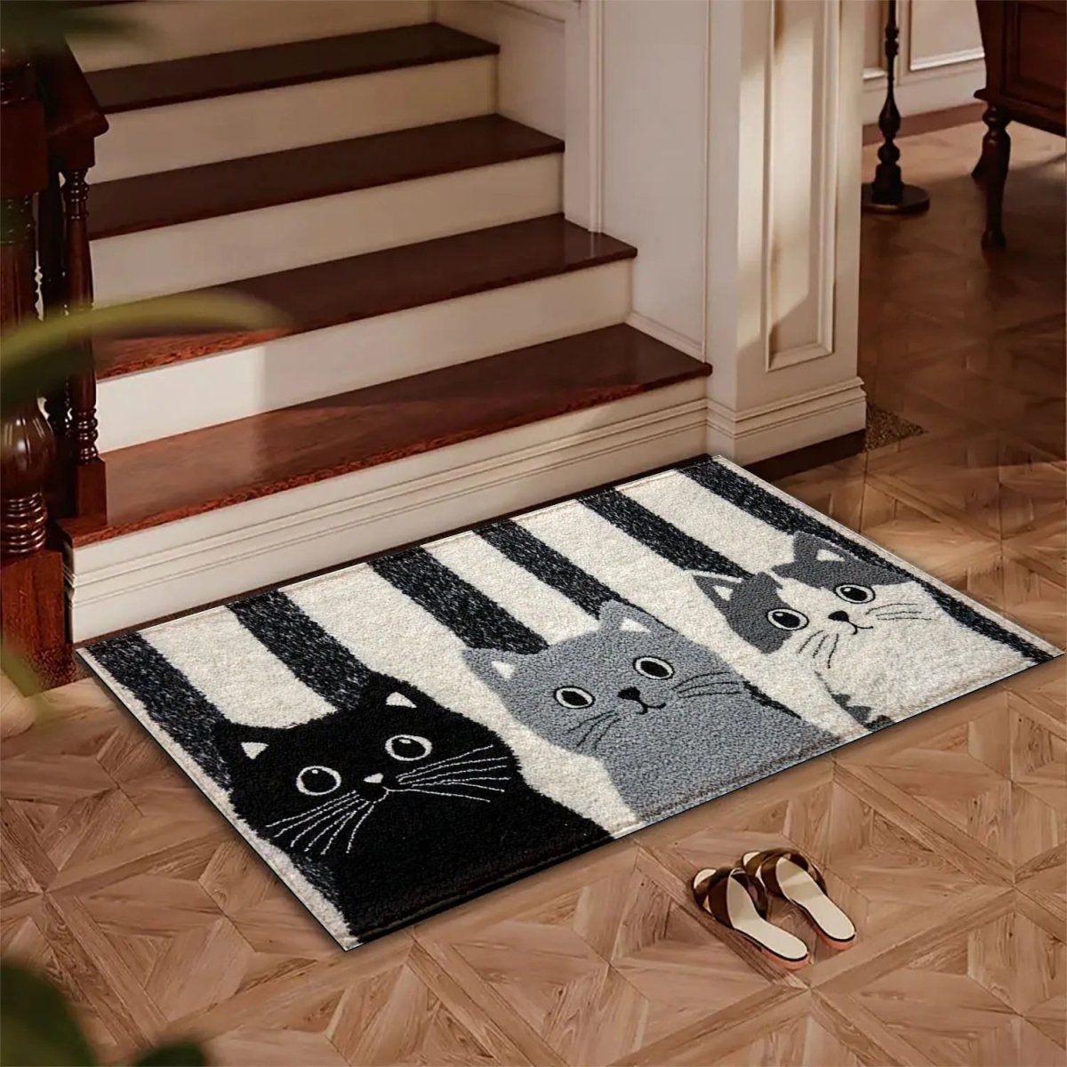 Tapis de sol motif chat – doux, imperméable, pour intérieur et extérieur