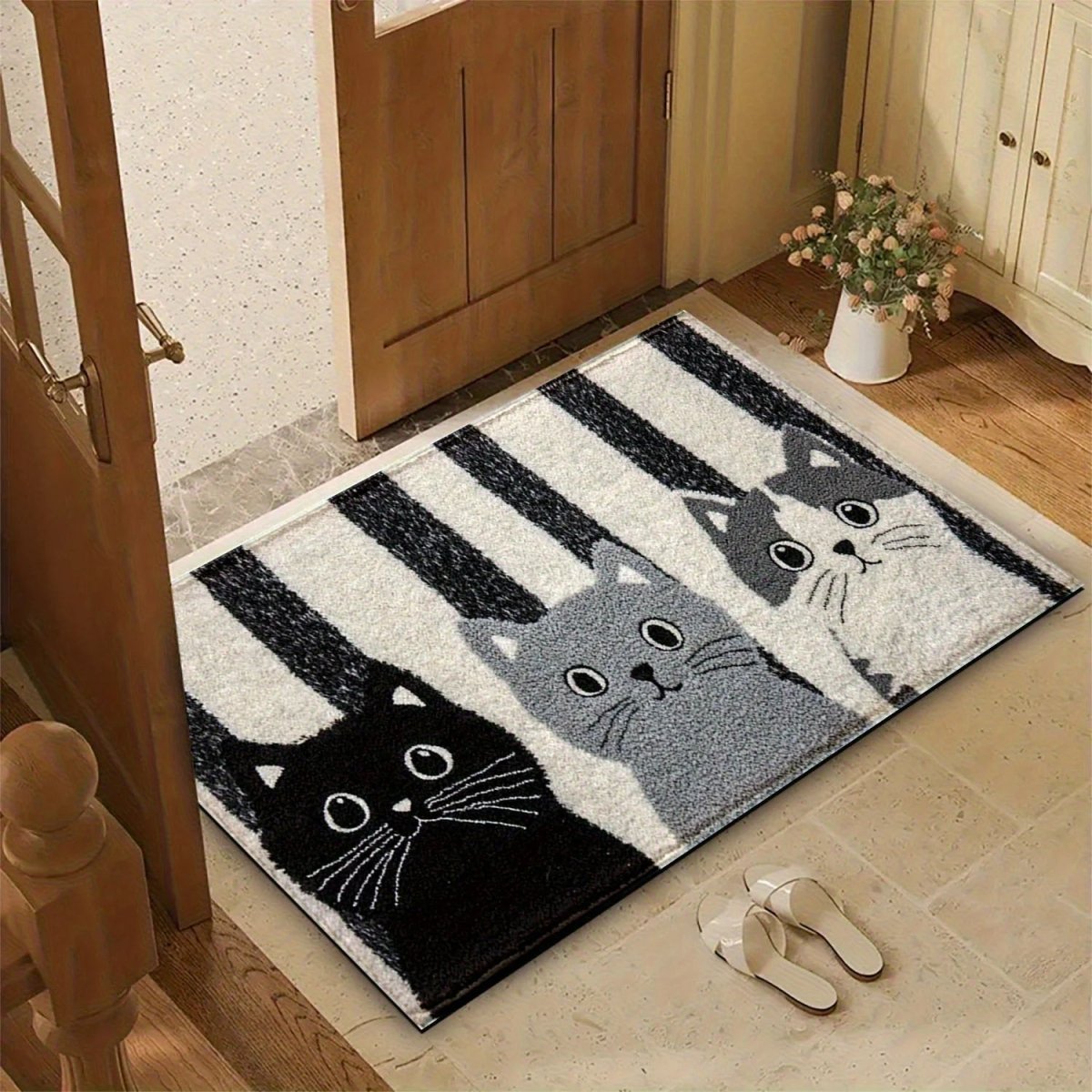 Tapis de sol motif chat – doux, imperméable, pour intérieur et extérieur