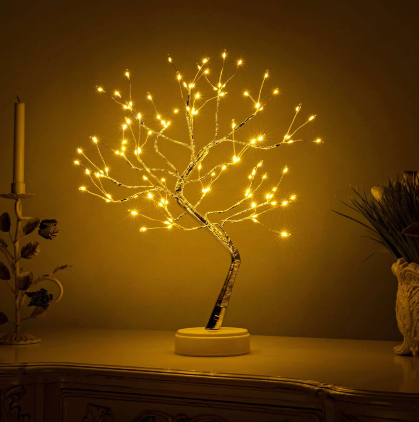 Arbre lumineux LED à branches flexibles – lumière décorative blanc chaud